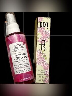 Heritage Store Rosewater & Glycerin Facial mist and Pixi radiance perfector new